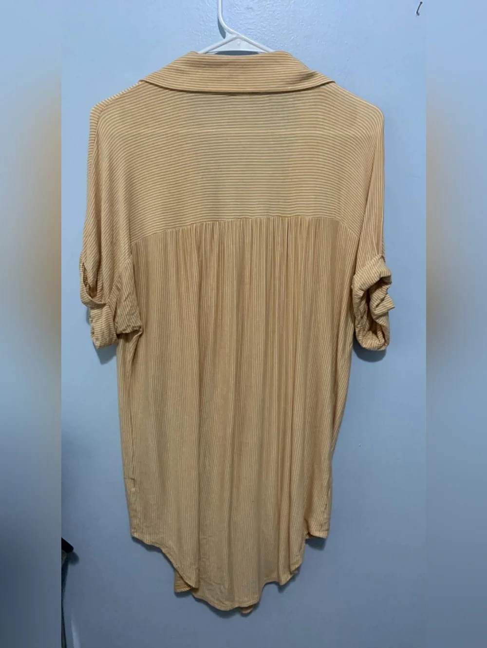 Button-Front Tie-Hem Women's Top in Tan - Picture 4 of 4